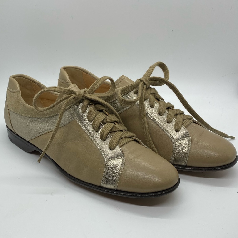 Tan & Gold Oxfords by Gravati for Neiman Marcus